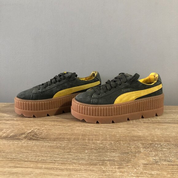 NWOB Puma x Rihanna Fenty Womens 7.5 Green Suede Leather Cleated Creeper Lace-Up - Picture 3 of 11